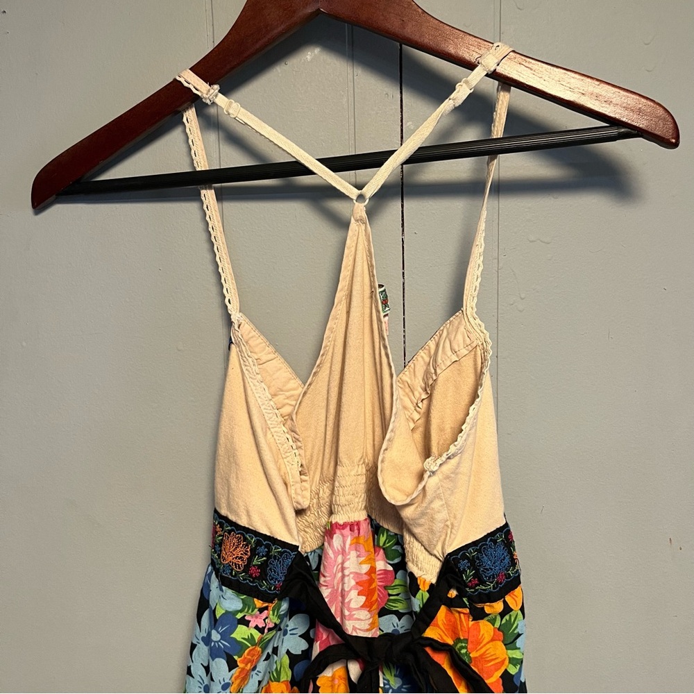 Y2K Flying Tomato Colorful Floral Embroidered Boho Babydoll Sundress Medium - Picture 10 of 12